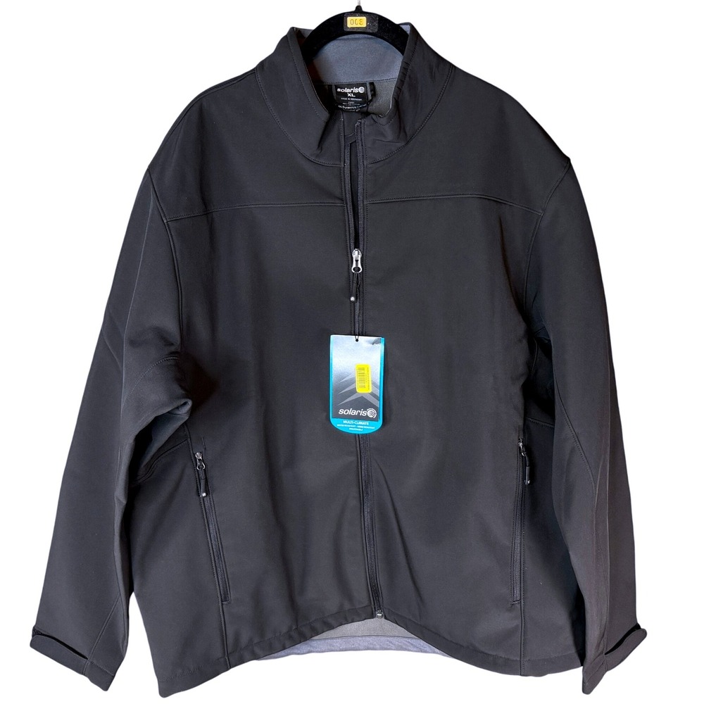 Solaris Multi-Climate Weather-Resistant Soft Shell Jacket Mens XL Black NWT